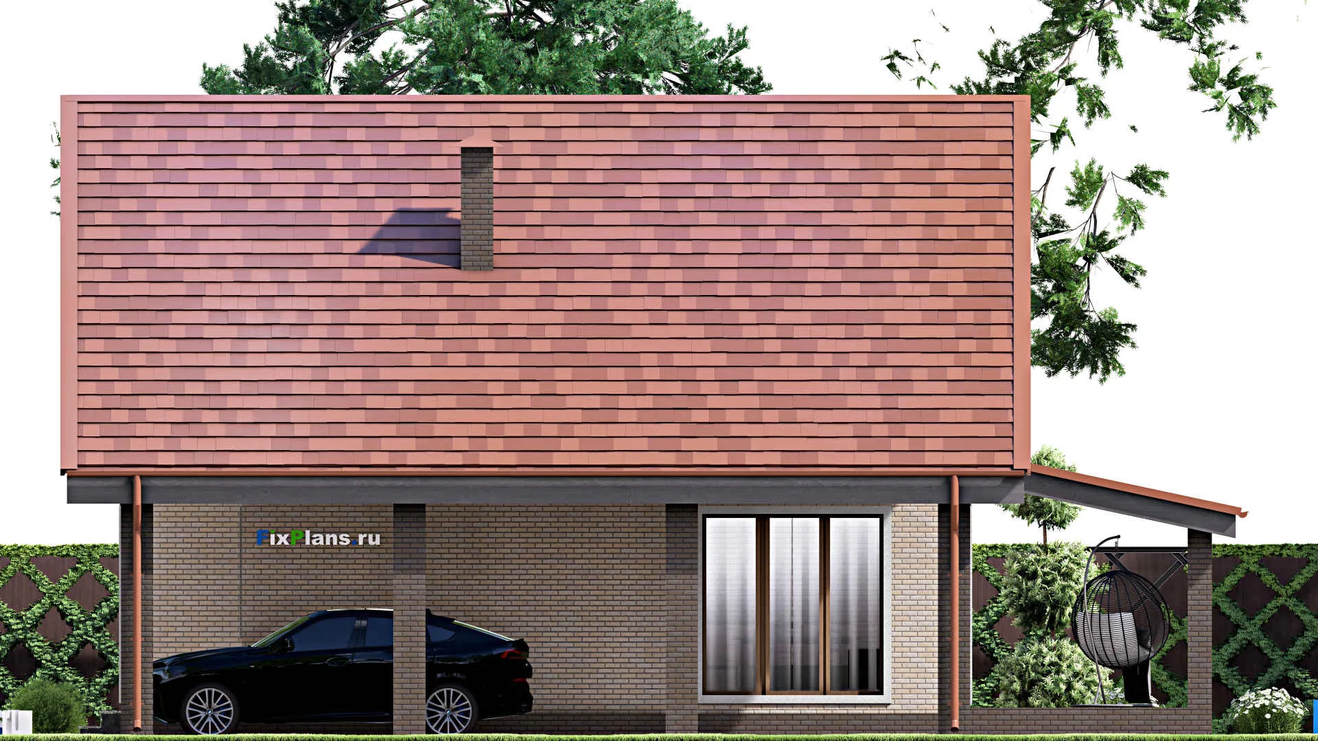 F-13274 - Проект дома с мансардой 12 на 14, площадью 180 м² с террасой, балконом и 4 спальнями