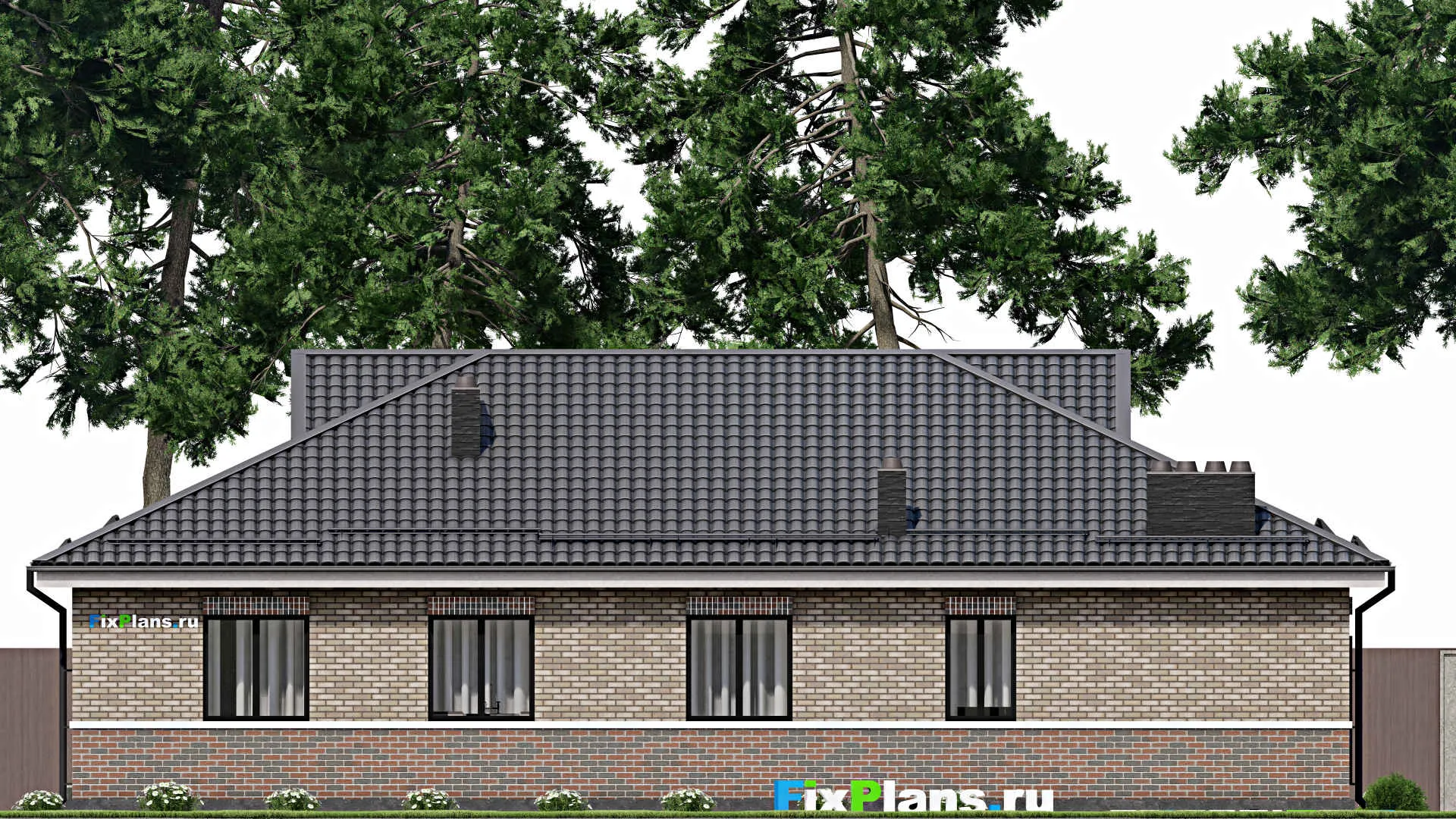 F-3131 - Проект одноэтажного дома 12 на 18, площадью 170 м² с 3 спальнями