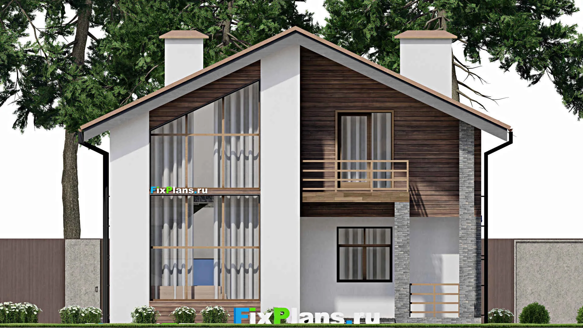 F-9242 - Проект дома с мансардой 10 на 12, площадью 160 м² с террасой, балконом и 3 спальнями