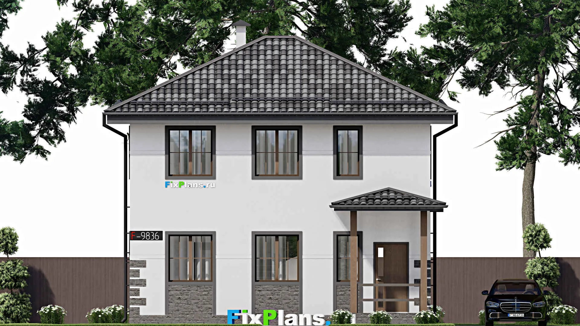 F-9836 - Проект двухэтажного дома 10 на 11, площадью 120 м² с 3 спальнями