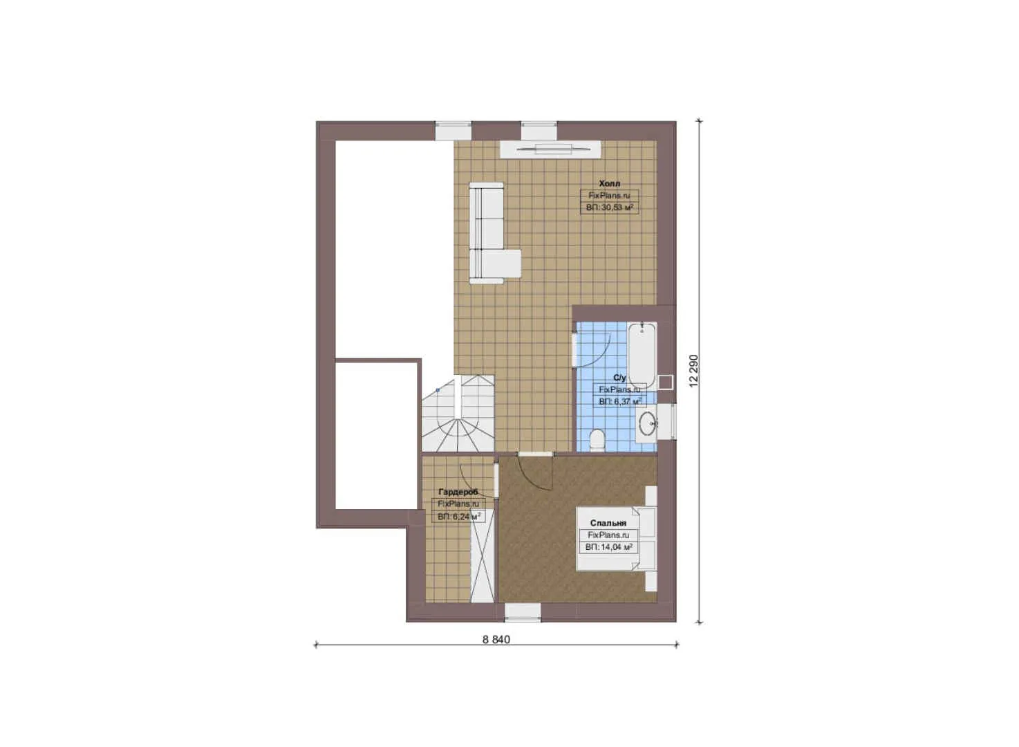 F-16793 - Планы дома с мансардой 10 на 16, площадью 170 м² с террасой и 2 спальнями