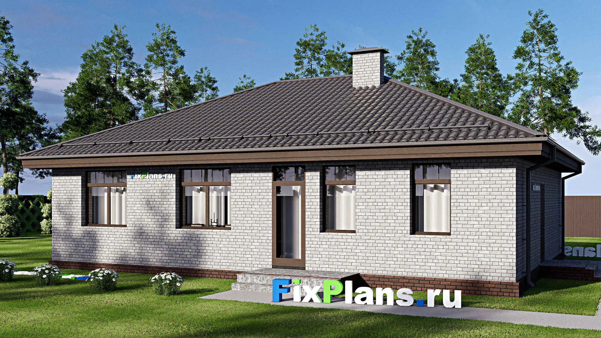 F-18305 - План одноэтажного дома 13 на 16, площадью 130 м² с 3 спальнями