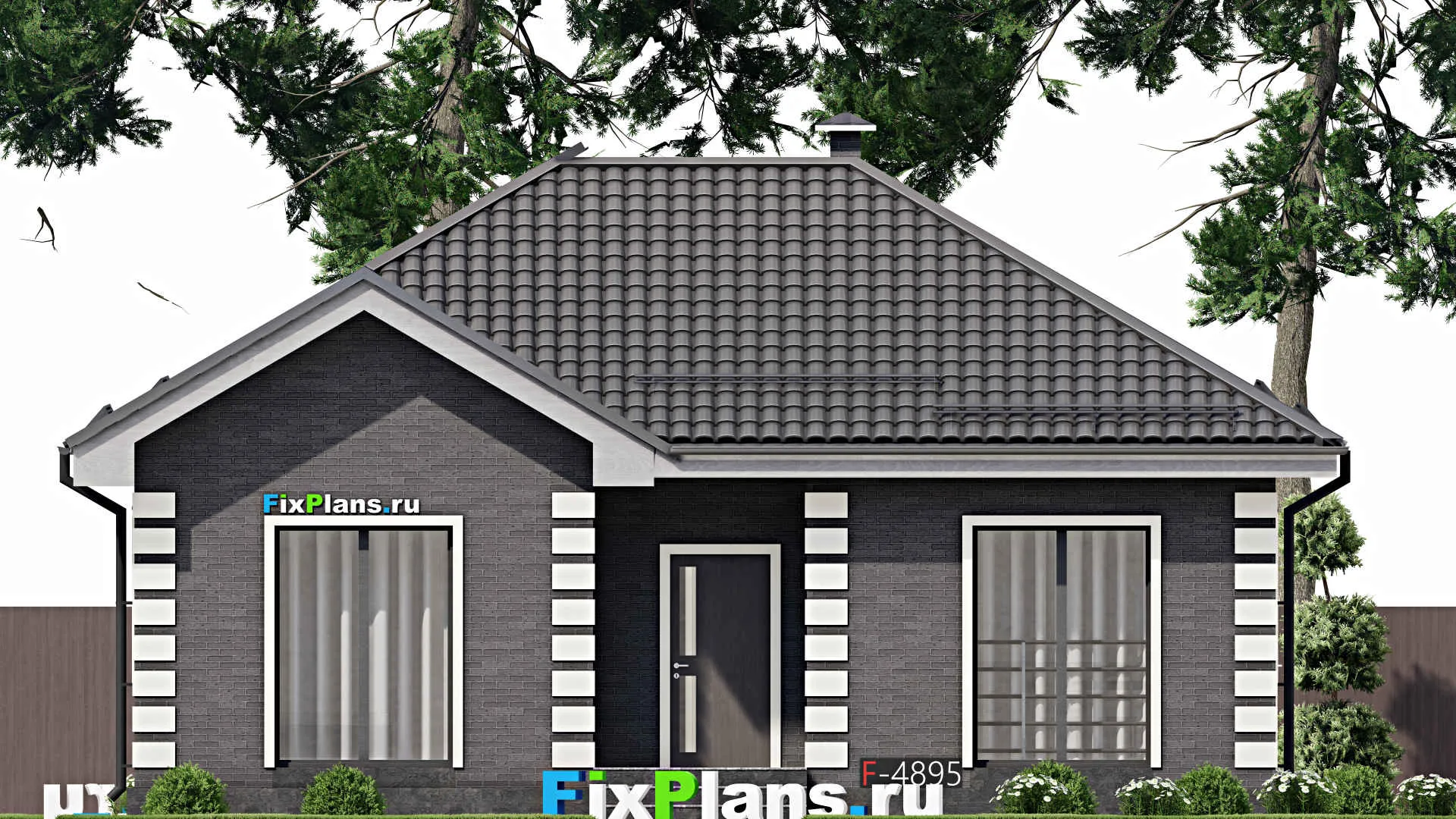 F-4895 - Проект одноэтажного дома 11 на 12, площадью 90 м² с 2 спальнями
