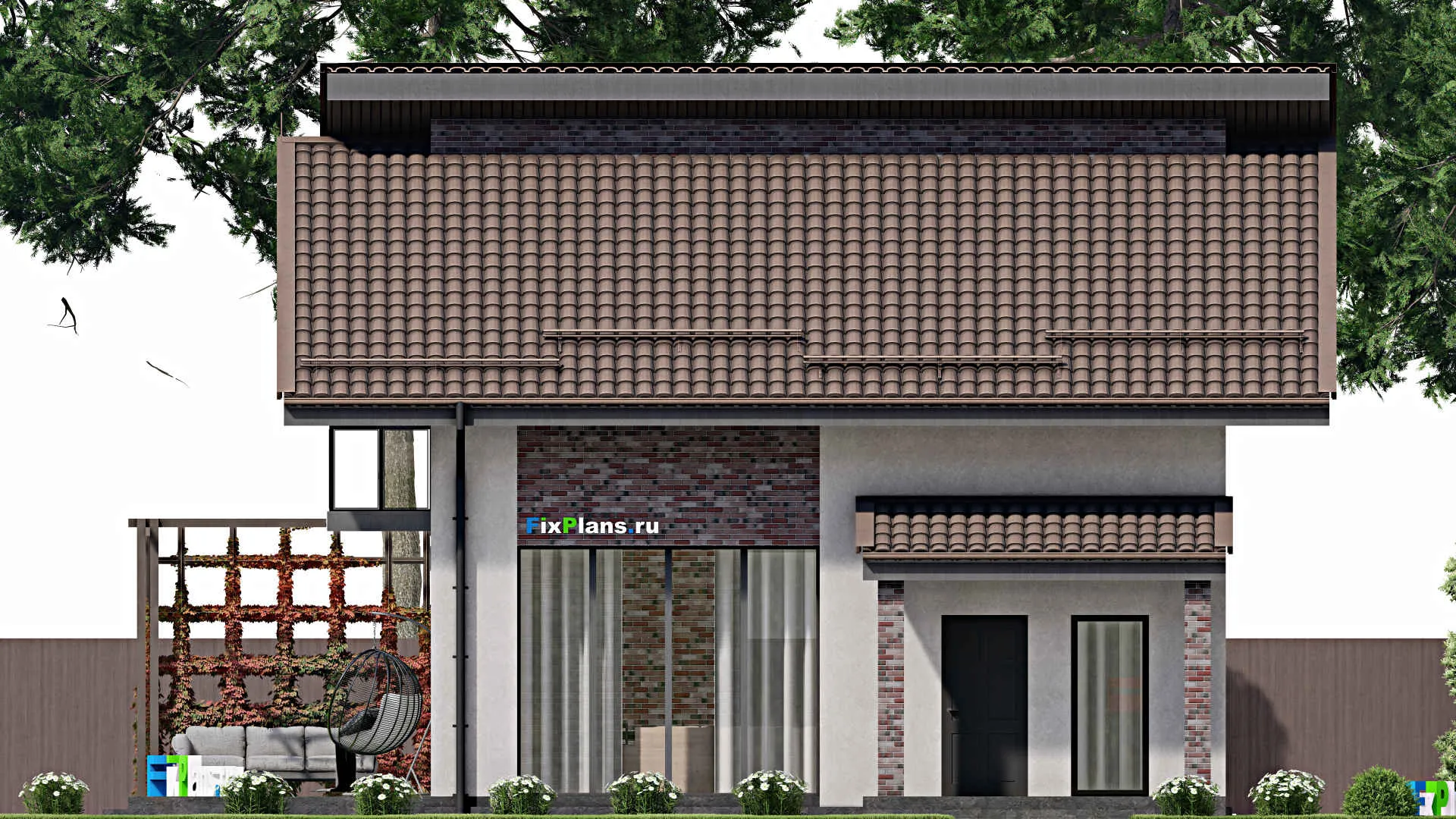 F-2006 - Проект дома с мансардой 10 на 10, площадью 160 м² с террасой, балконом и 3 спальнями