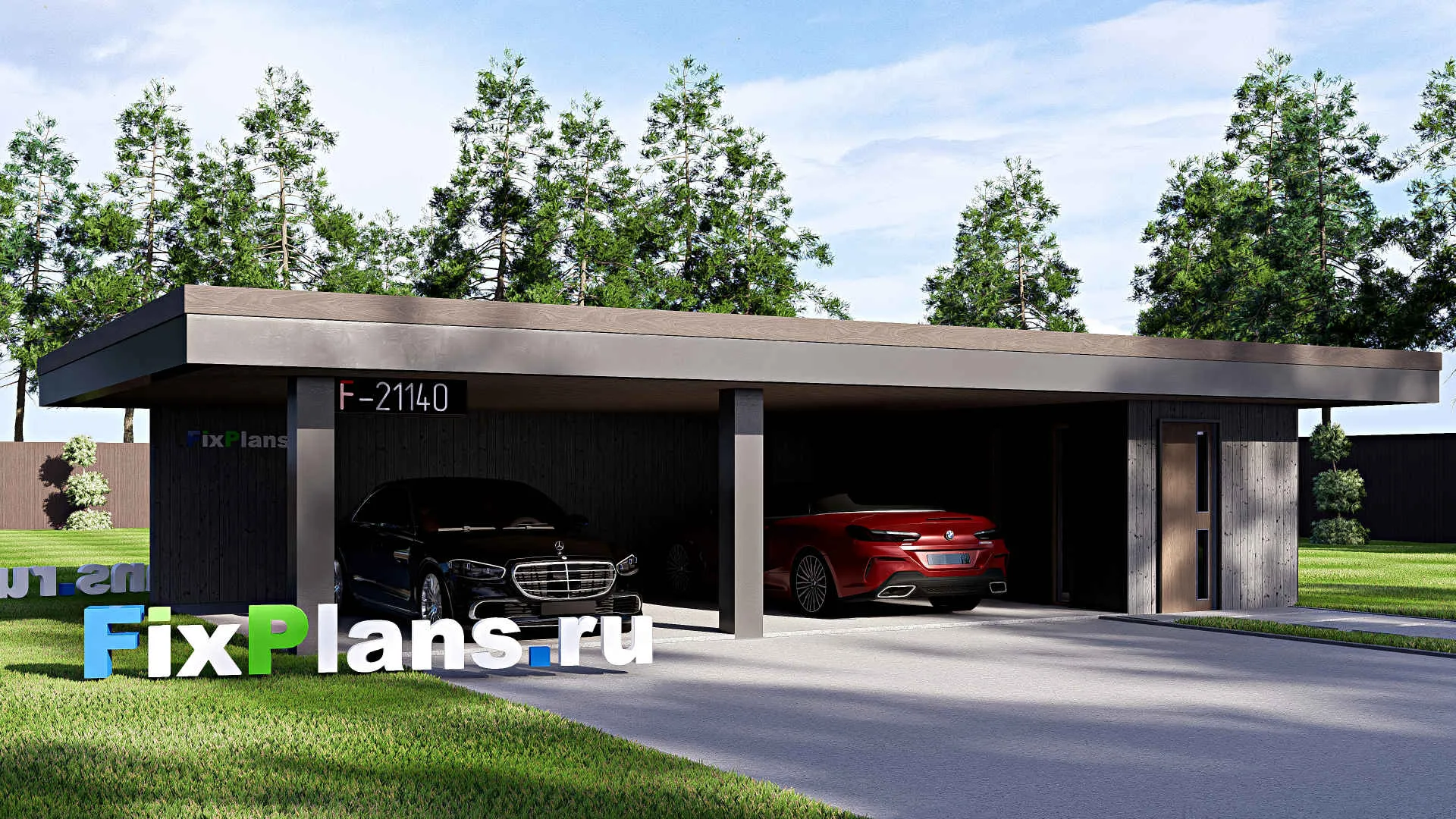 F-21140 - Проект гаража 7 на 12, площадью 70 м² на 2 машиноместа