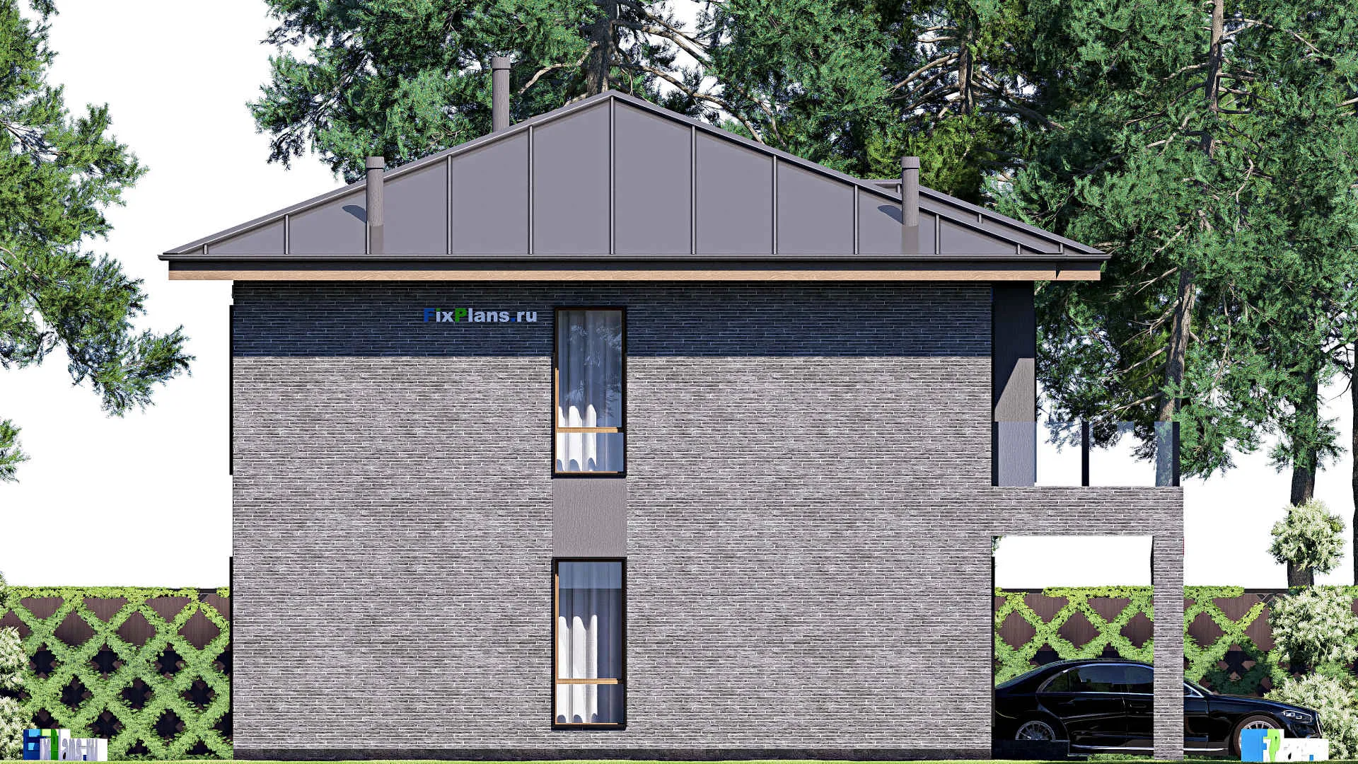 F-19133 - Проект двухэтажного дома 11 на 13, площадью 180 м² с балконом и 5 спальнями