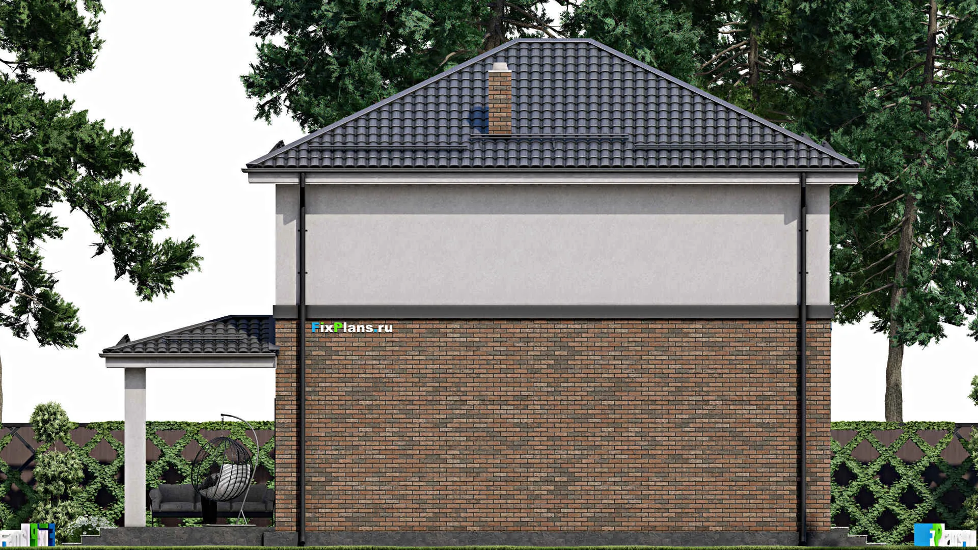 F-2546 - Проект двухэтажного дома 10 на 11, площадью 160 м² с террасой, балконом и 3 спальнями