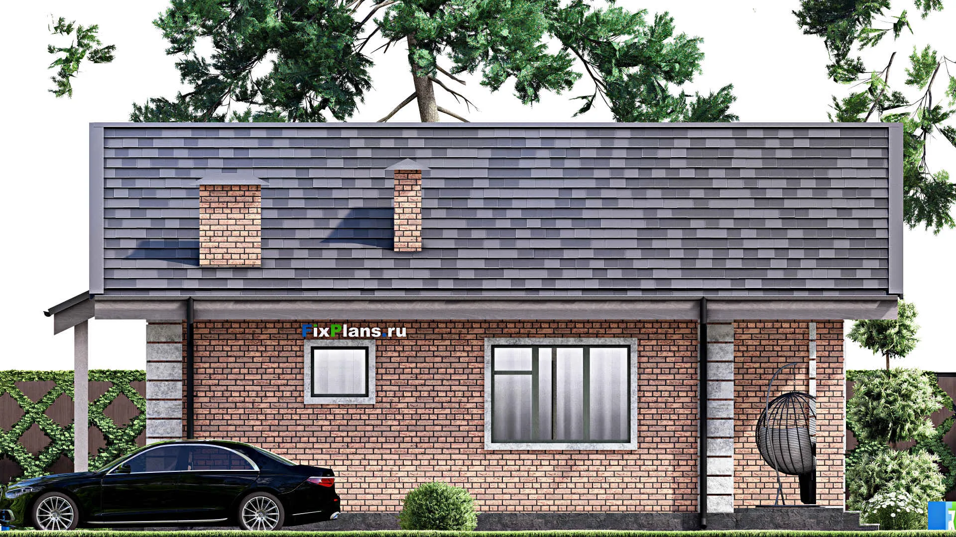 F-13598 - Проект одноэтажного дома 10 на 12, площадью 80 м² с террасой и 3 спальнями