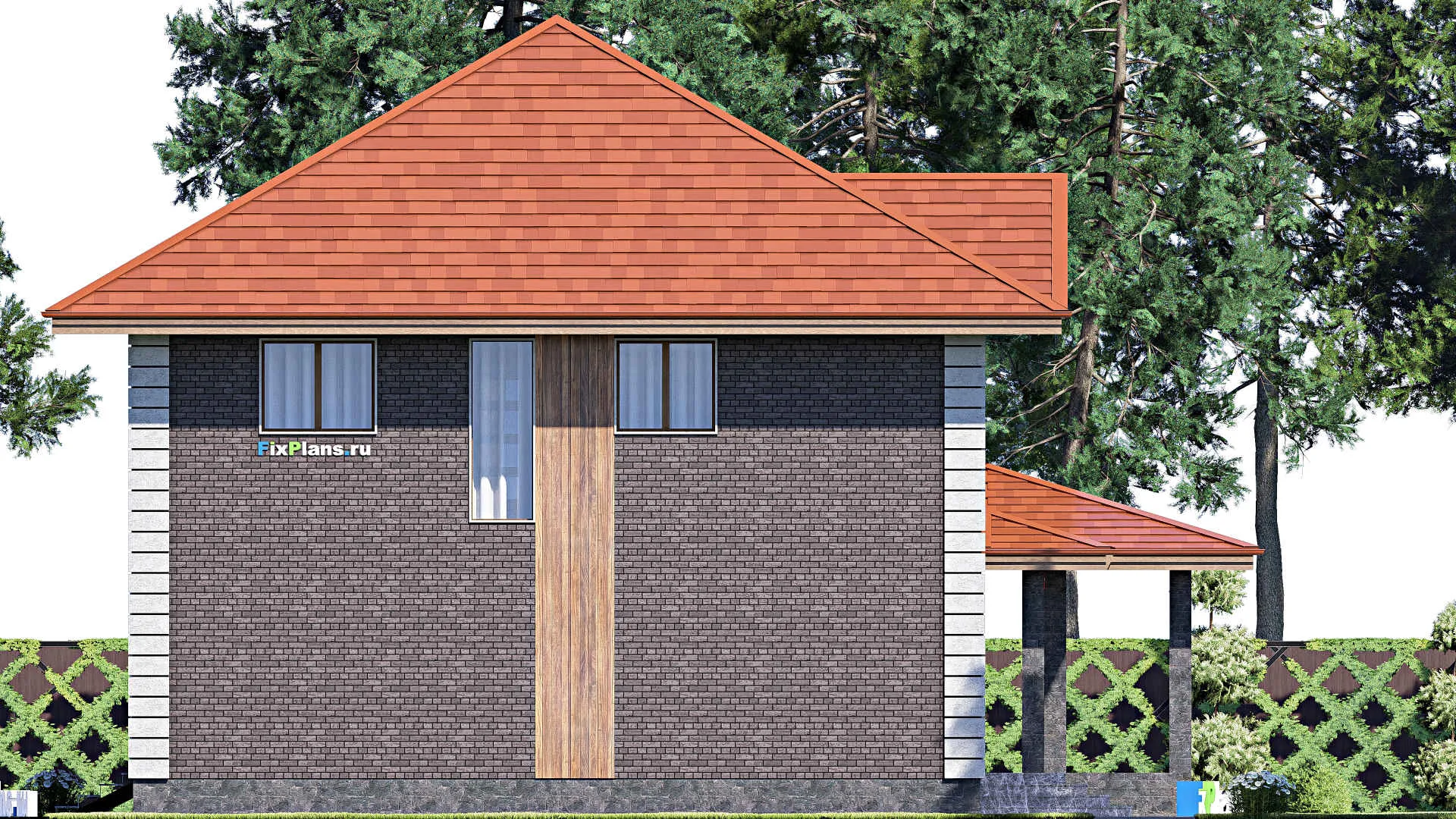 F-0341 - Проект двухэтажного дома 14 на 15, площадью 250 м² с террасой, балконом и 4 спальнями
