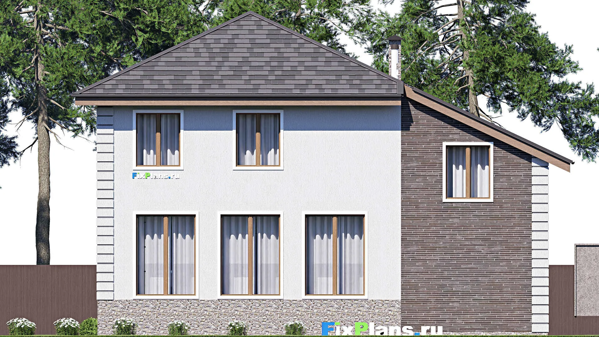 F-17702 - Проект двухэтажного дома 12 на 15, площадью 220 м² с гаражом на 1 машину и 5 спальнями