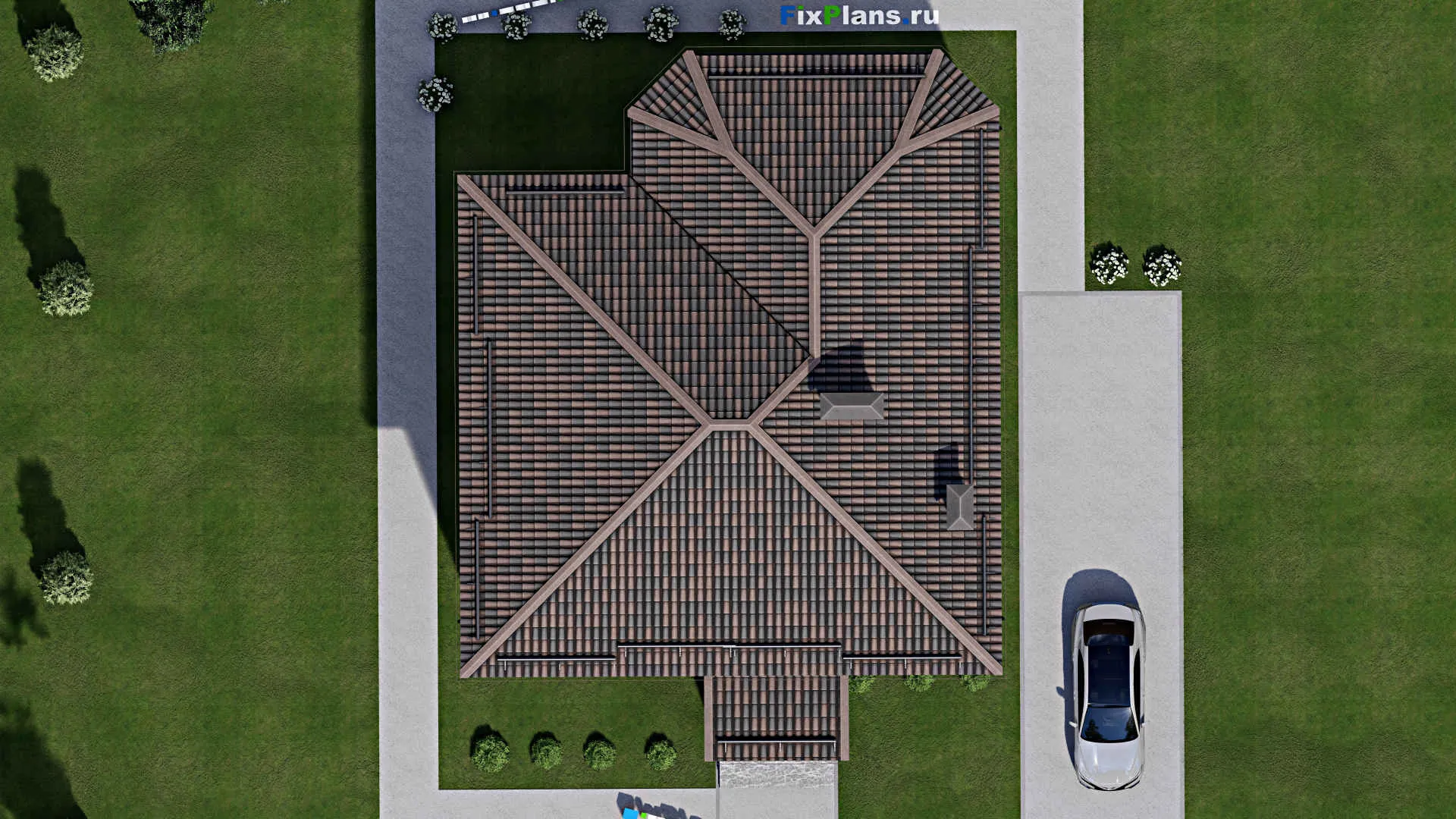 F-5237 - Проект двухэтажного дома 13 на 15, площадью 260 м² с 7 спальнями