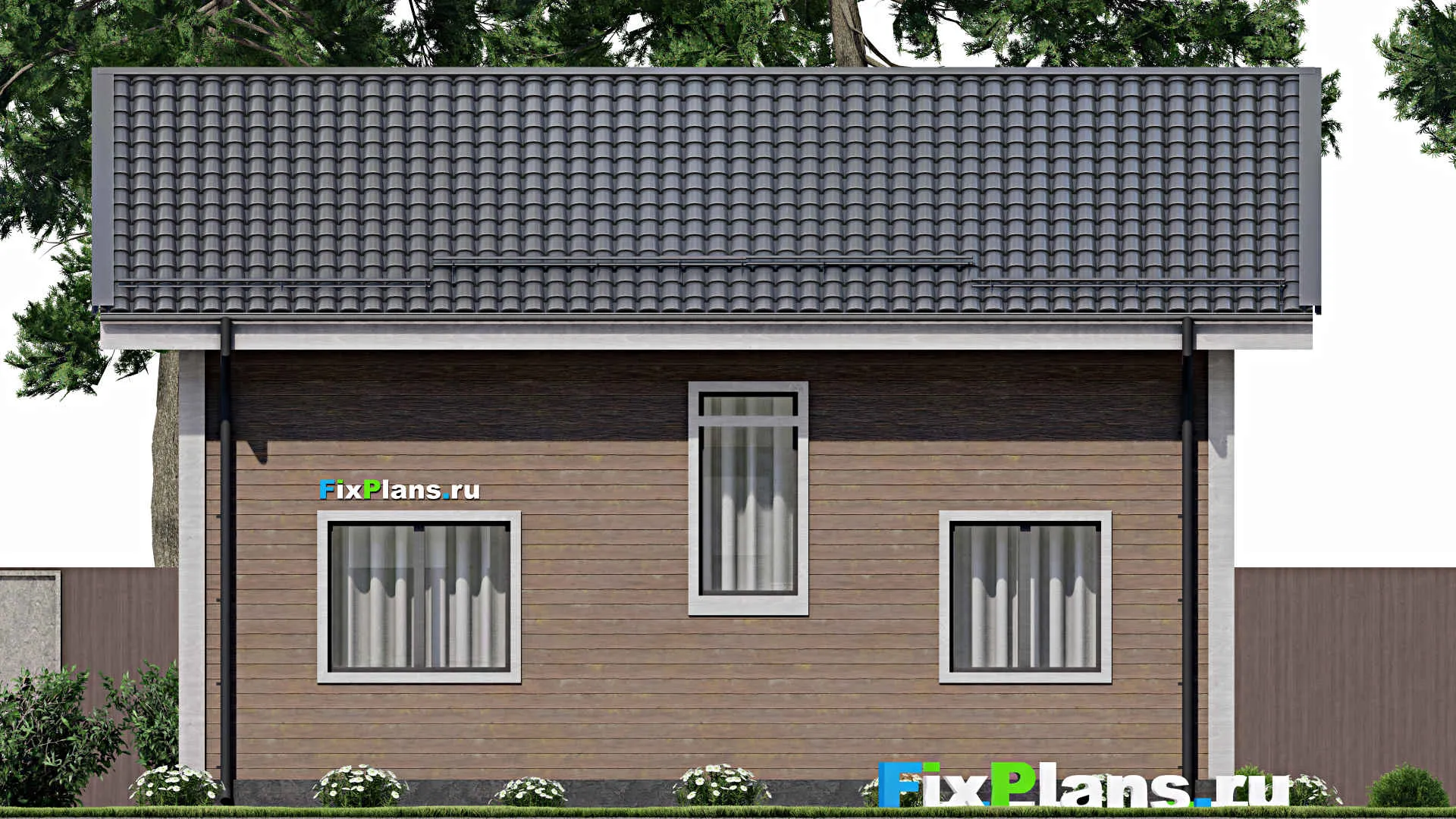 F-4877 - Проект дома с мансардой 8 на 10, площадью 130 м² с террасой и 4 спальнями