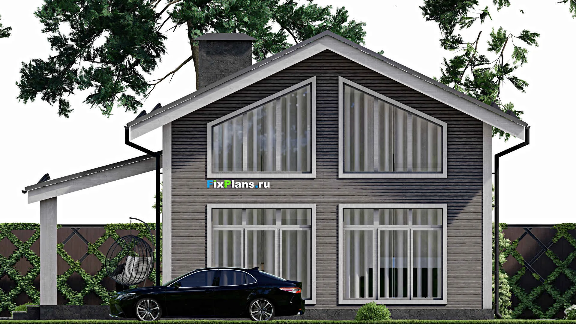 F-4904 - Проект дома с мансардой 8 на 10, площадью 130 м² с террасой и 4 спальнями