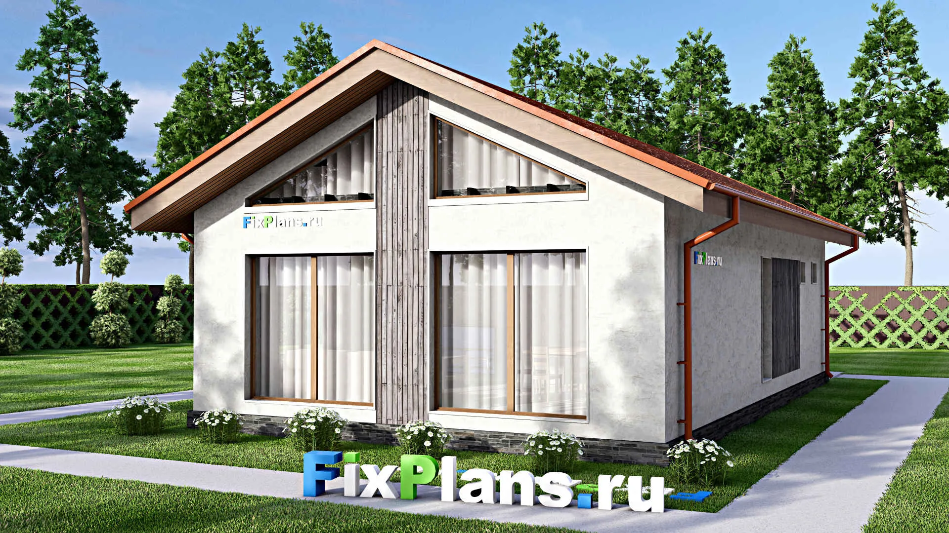 F-13427 - Проект одноэтажного дома 9 на 15, площадью 90 м² с 2 спальнями