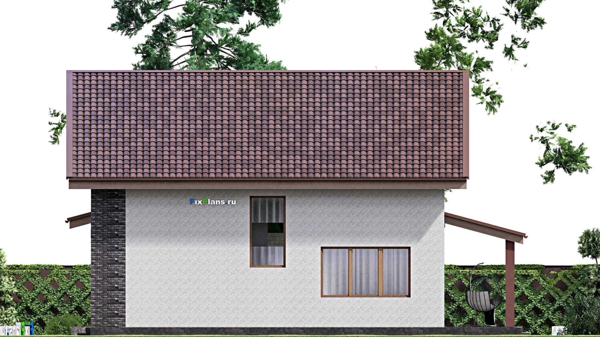 F-15848 - Проект дома с мансардой 16 на 22, площадью 340 м² с террасой и 6 спальнями