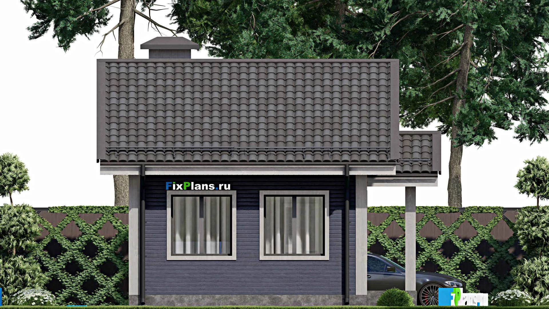 F-7919 - Проект бани 6 на 9, площадью 40 м² с комнатой отдыха и санузлом