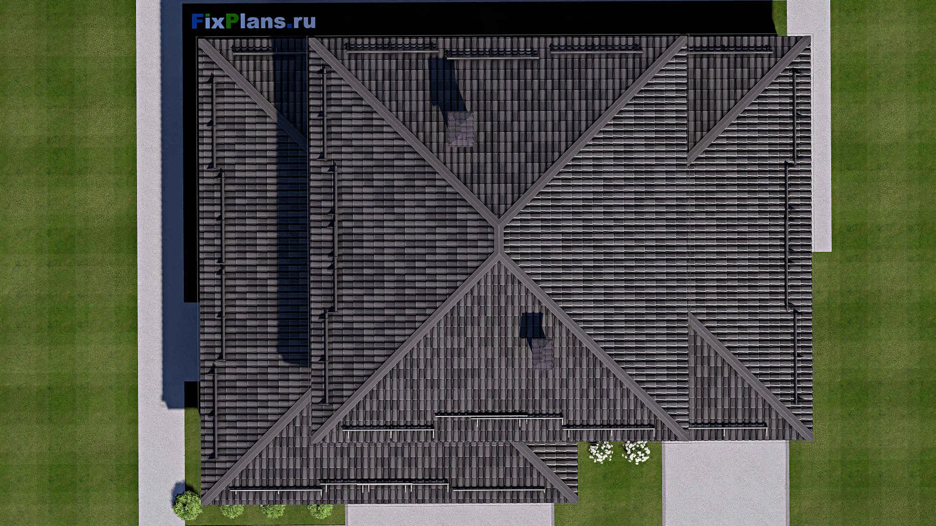 F-13076 - Проект двухэтажного дома 14 на 19, площадью 260 м² с террасой, баней и 4 спальнями