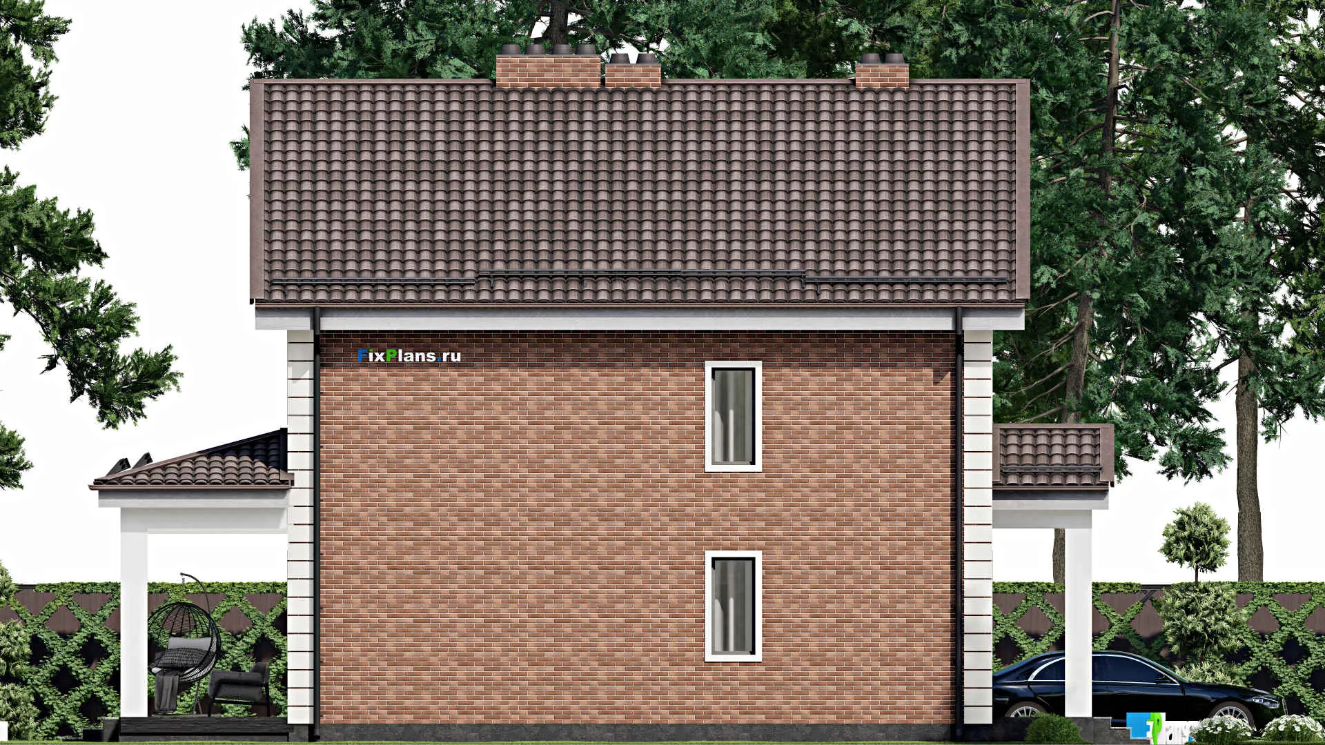 F-4661 - Проект дома с мансардой 11 на 13, площадью 240 м² с террасой и 6 спальнями