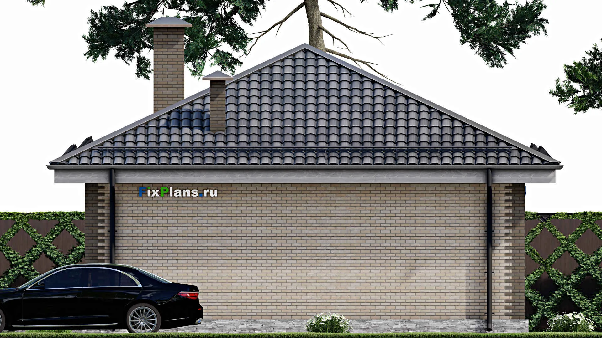 F-10961 - Проект одноэтажного дома 10 на 11, площадью 80 м² с 3 спальнями