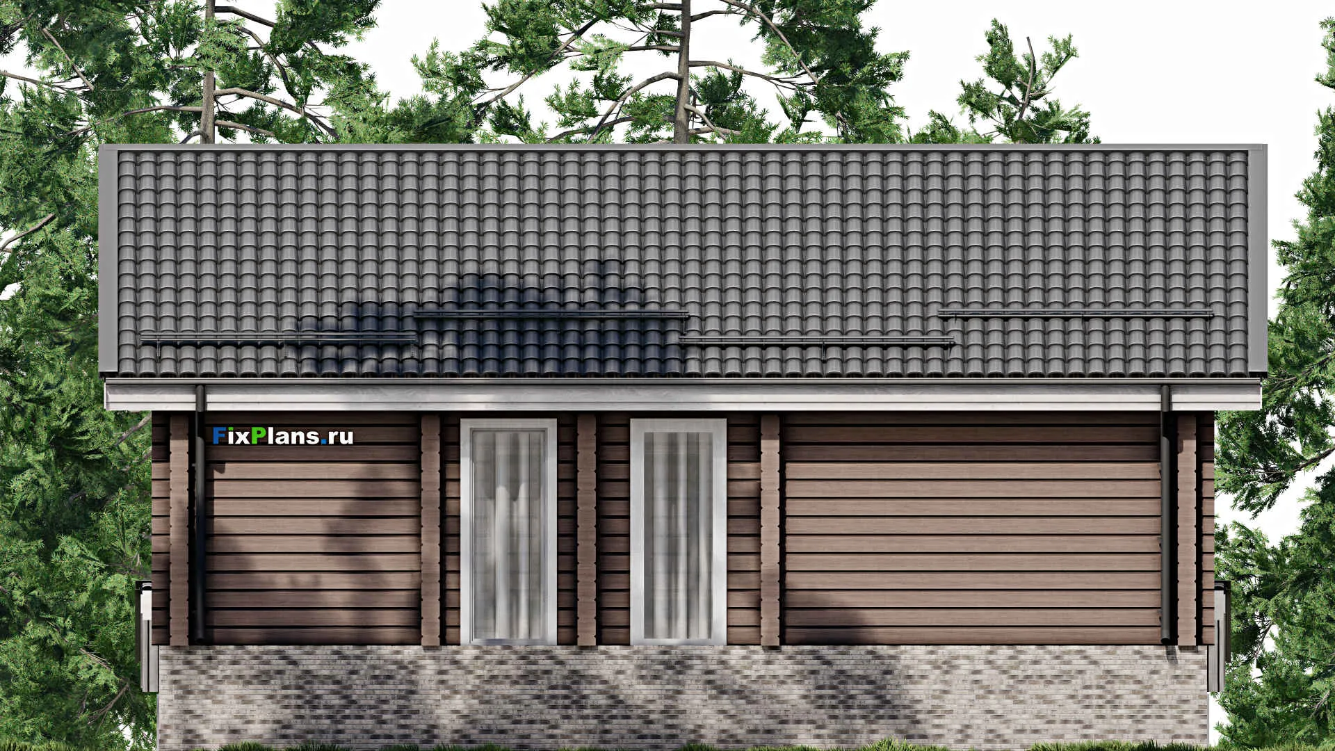 F-2087 - Проект двухэтажного дома 10 на 12, площадью 240 м² с террасой, баней, гаражом на 1 машину и 4 спальнями