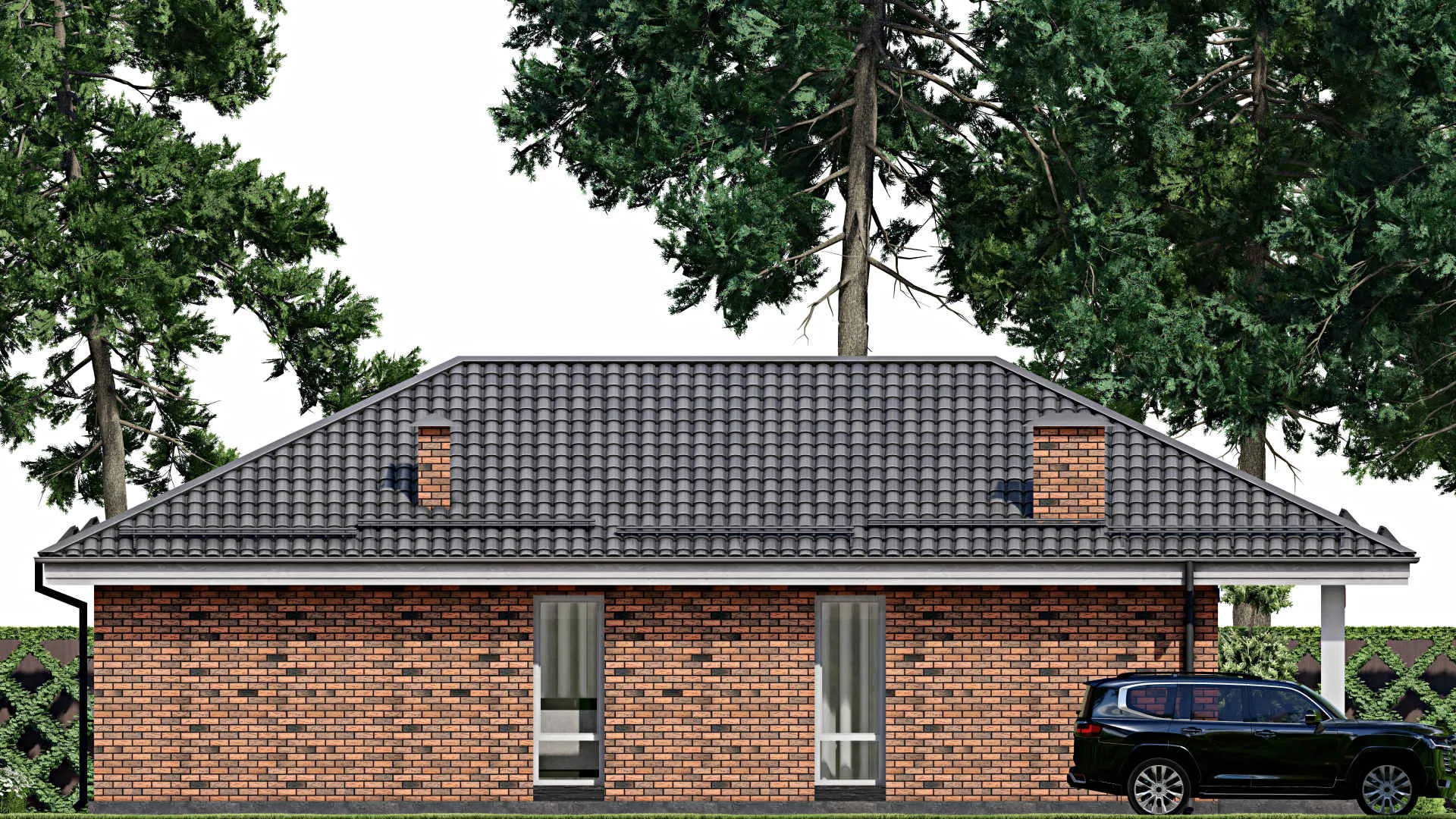 F-10412 - Проект одноэтажного дома 13 на 16, площадью 130 м² с 2 спальнями