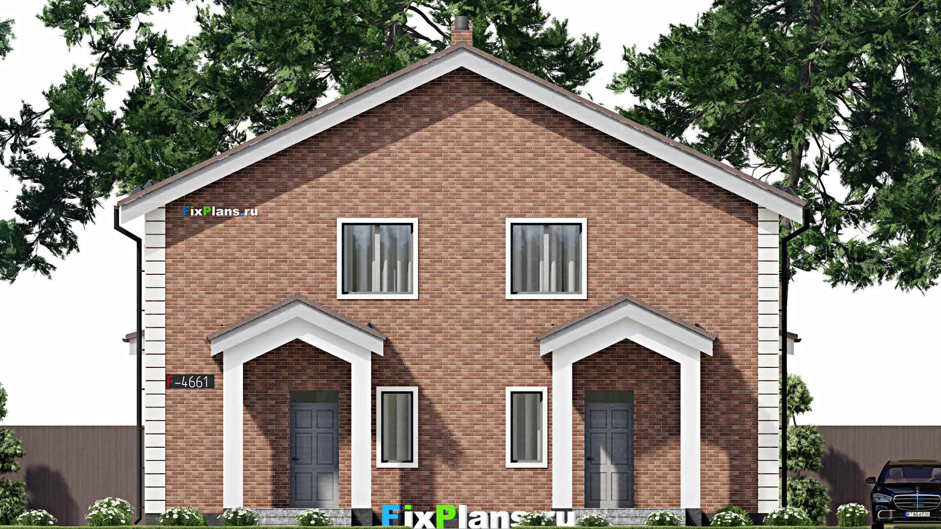 F-4661 - Проект дома с мансардой 11 на 13, площадью 240 м² с террасой и 6 спальнями