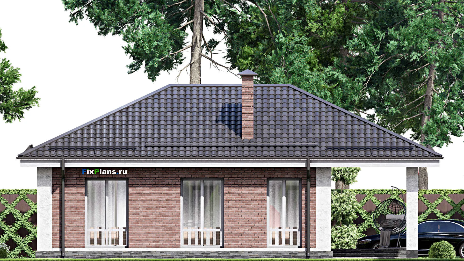 F-14750 - Проект одноэтажного дома 9 на 13, площадью 90 м² с 2 спальнями