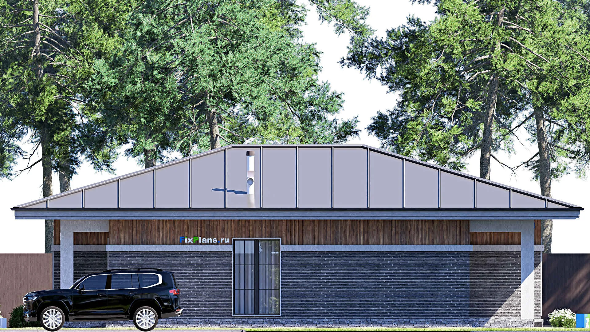 F-19736 - Проект одноэтажного дома 13 на 16, площадью 140 м² с террасой и 3 спальнями