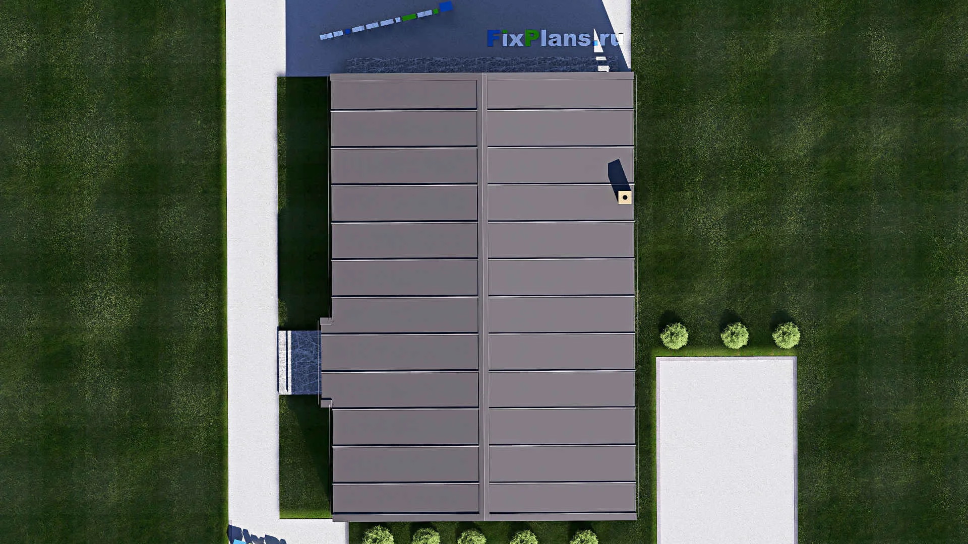 F-18044 - Проект одноэтажного дома 10 на 14, площадью 100 м² с террасой и 1 спальнями