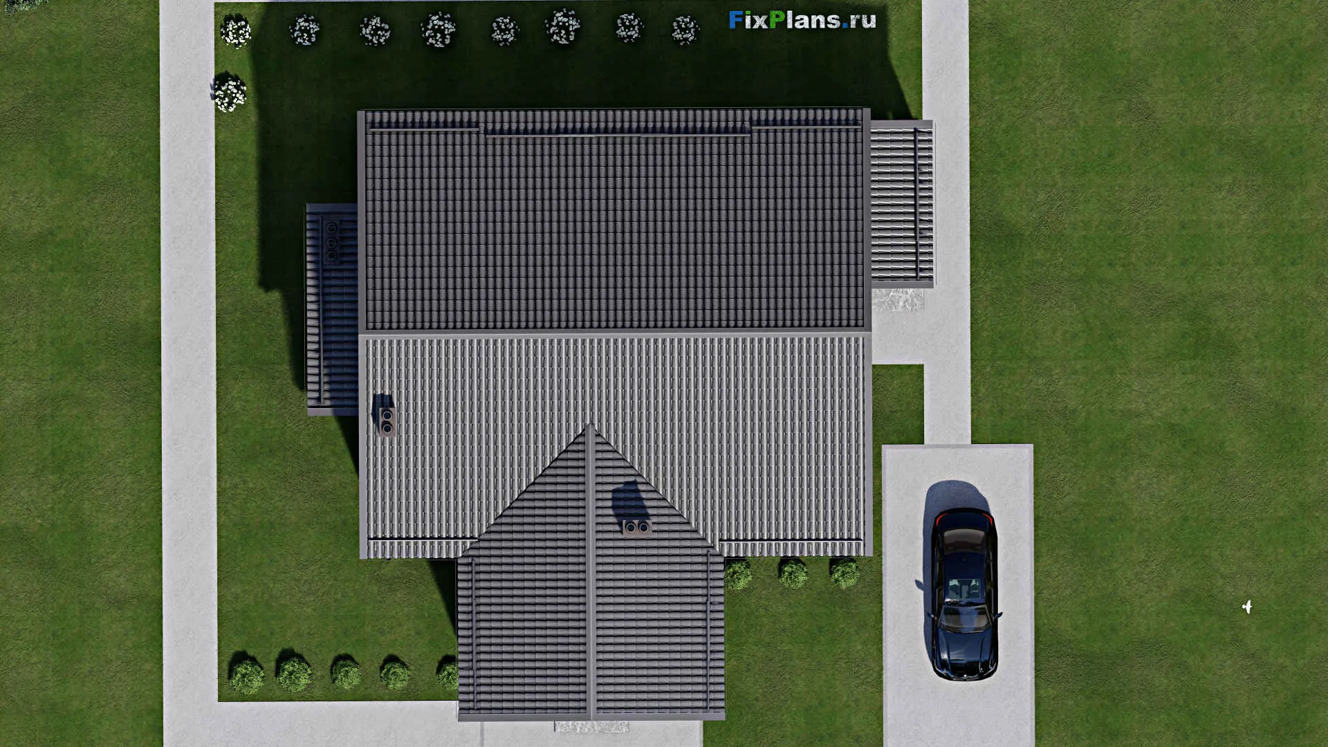 F-7559 - Проект дома с мансардой 16 на 17, площадью 290 м² с террасой и 4 спальнями