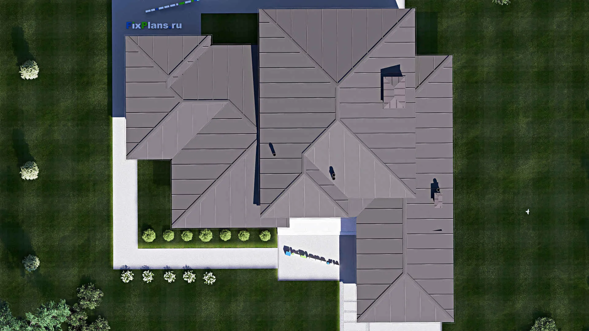 F-18863 - Проект одноэтажного дома 22 на 23, площадью 270 м² с террасой и 3 спальнями