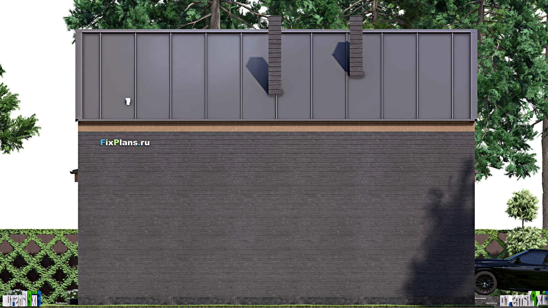 F-16208 - Планы дома с мансардой 13 на 14, площадью 180 м² с балконом, гаражом на 1 машину и 3 спальнями