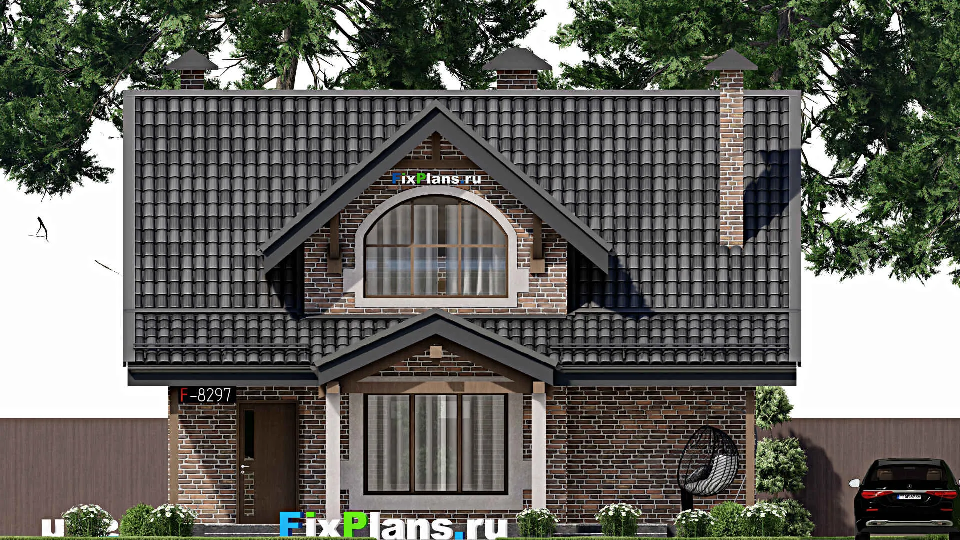 F-8297 - Проект бани 11 на 11, площадью 130 м² с комнатой отдыха, терассой, мансардой и санузлом