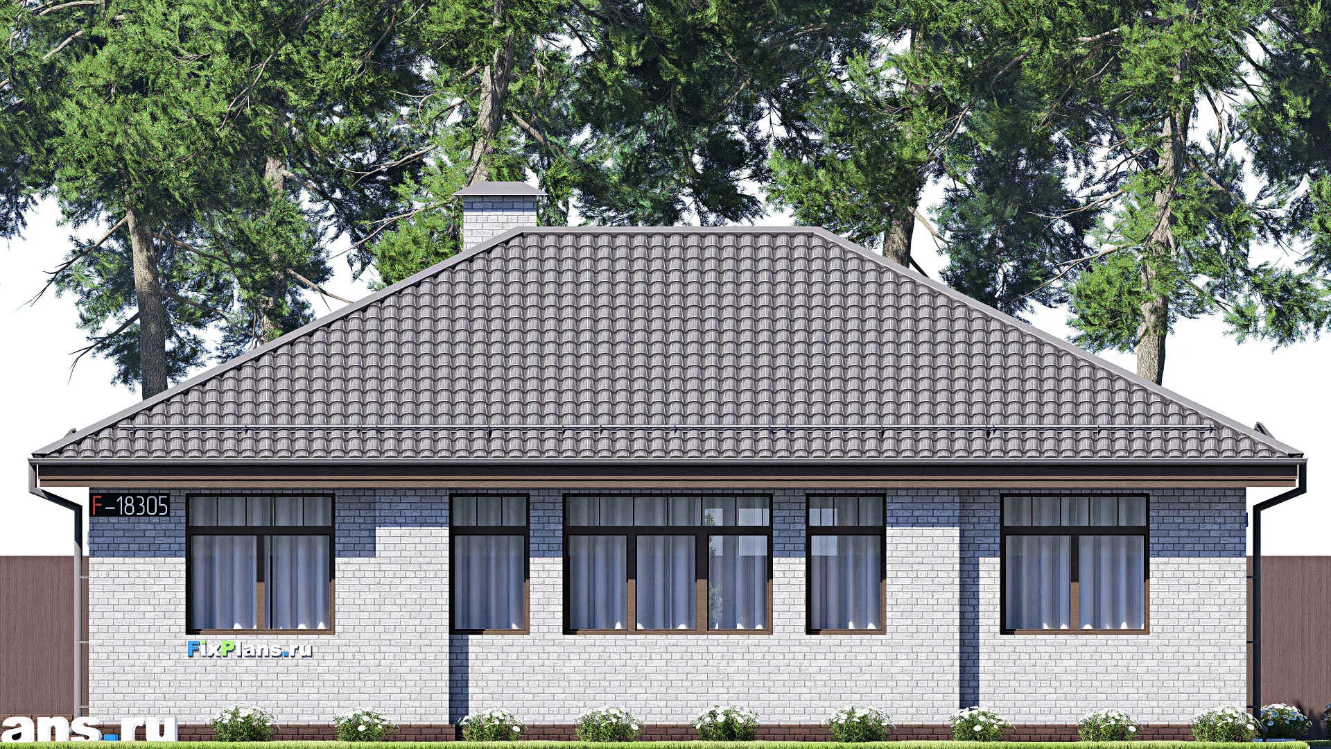 F-18305 - План одноэтажного дома 13 на 16, площадью 130 м² с 3 спальнями