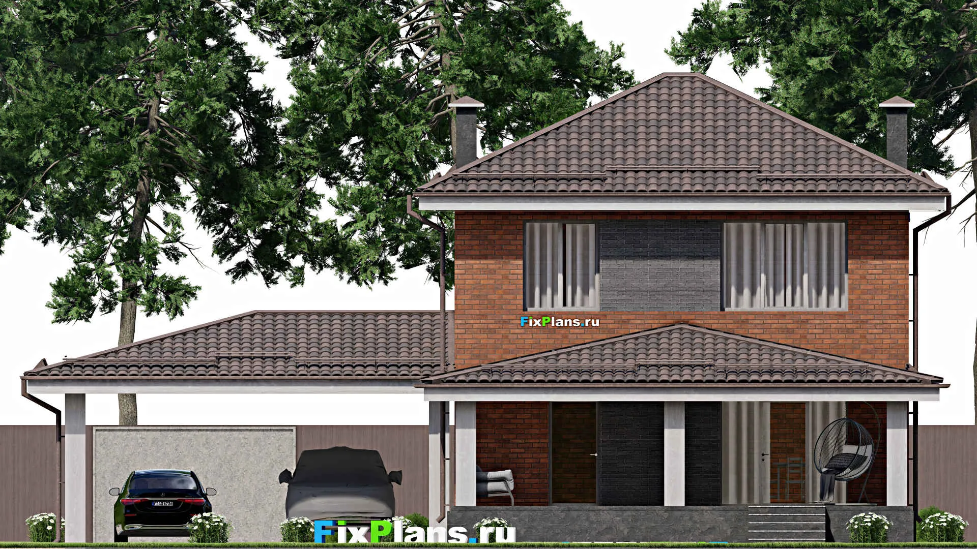 F-6119 - Проект двухэтажного дома 9 на 10, площадью 220 м² с террасой и 4 спальнями