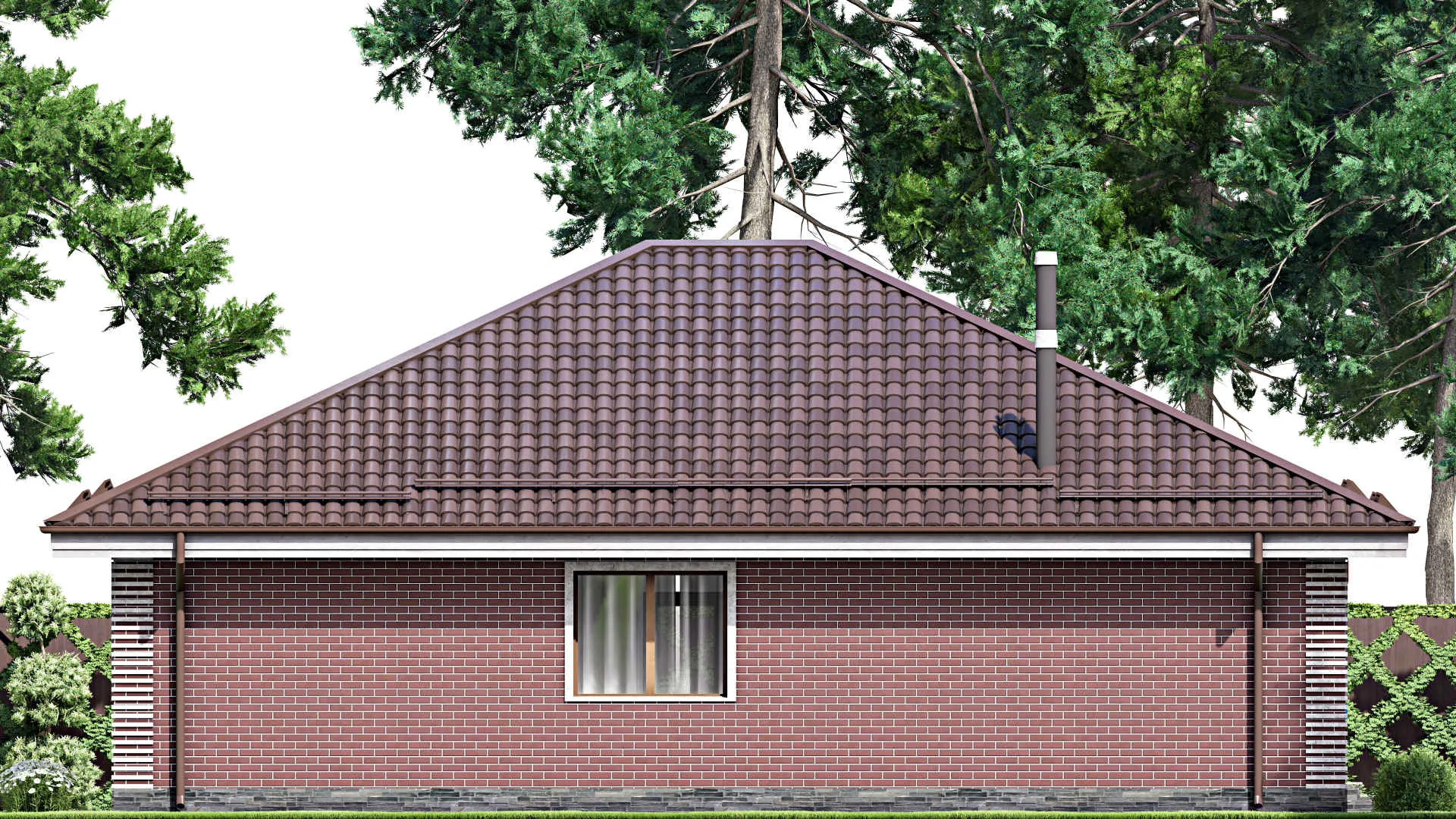 F-14012 - План одноэтажного дома 13 на 15, площадью 130 м² с террасой и 2 спальнями